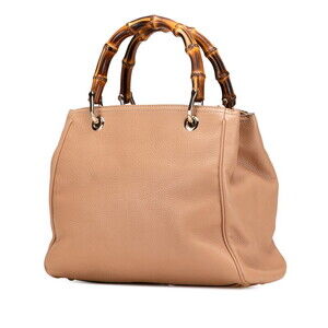 Gucci Bamboo Shoulder 2way Tan Beige Handbag Leather Handle Top Bag Shopper